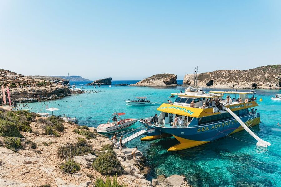 Comino: Blue Lagoon, Crystal Lagoon, and Seacaves Tour - The boat from Bugibba makes a difference