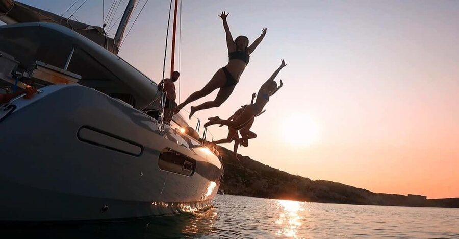 Evening Catamaran Charter - Four and a half hours from swimming to sunset