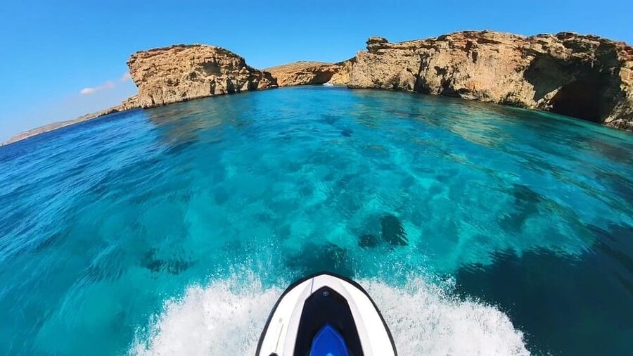From Mellieħa: Comino, Blue Lagoon, and Gozo Jet Ski Tour - Crystal Lagoon and the Comino caves