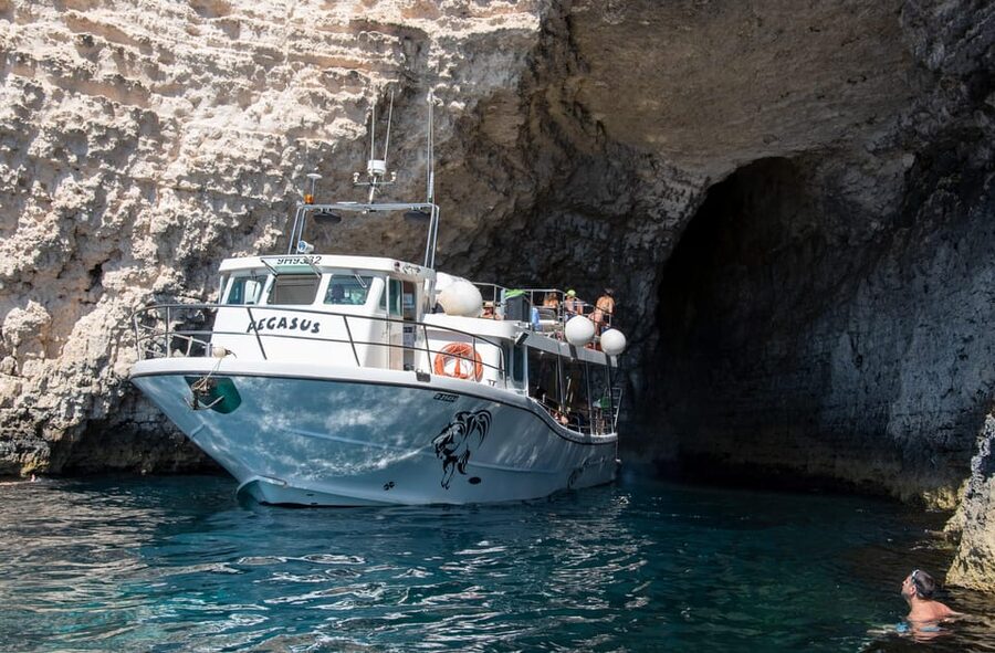 From Mellieha: Three Bay Cruise including the Blue Lagoon - The return route includes caves and Elephant Head