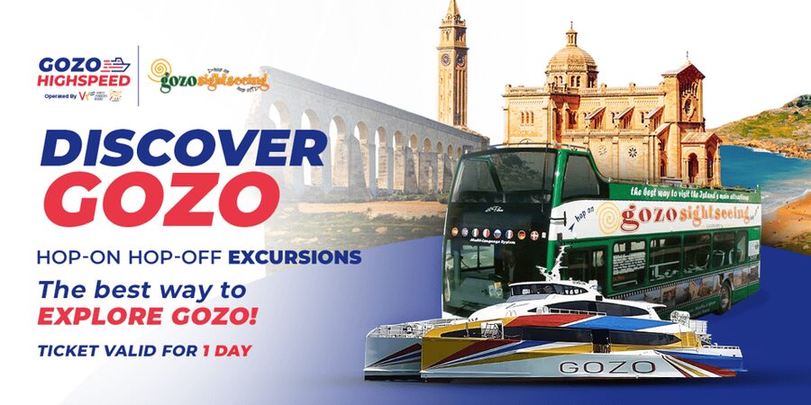 From Valetta: Catamaran Tour with Hop-On, Hop-Off Gozo Tour - Arriving at Mgarr and joining the open-top bus