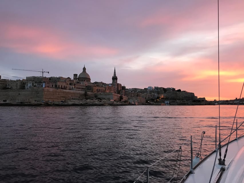 From Valletta: Romantic Sunset Cruise on a Sailing Yacht - Dinner under the stars, with food priced separately
