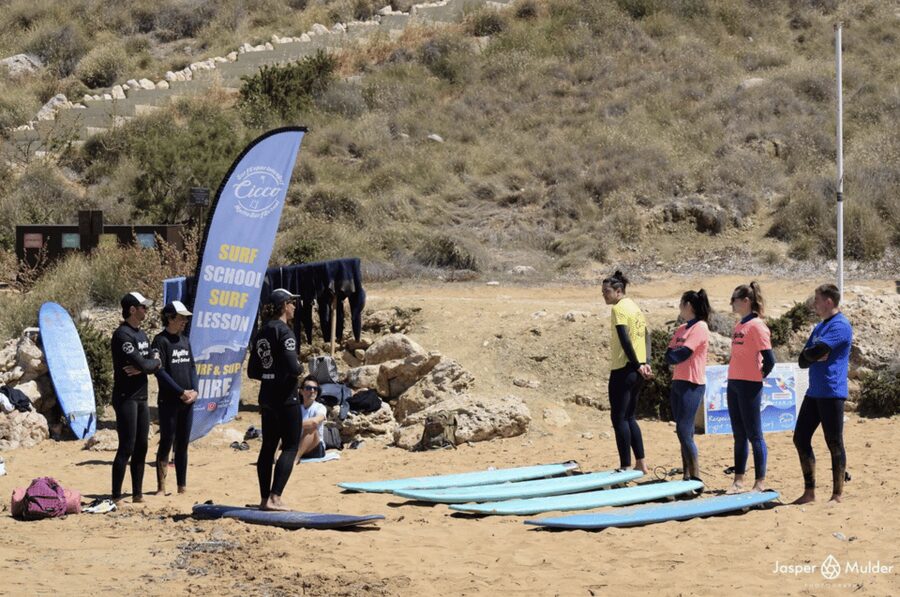 Malta Surf School, Beginner Surf Lessons - Into Chest-High Water With Help Nearby