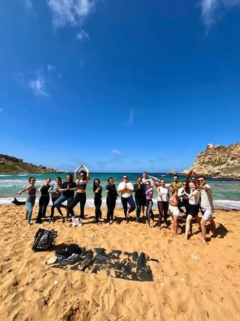 Sunday: Ghajn Tuffieha (Riviera) Beach Yoga Class - Swimming after class adds real value